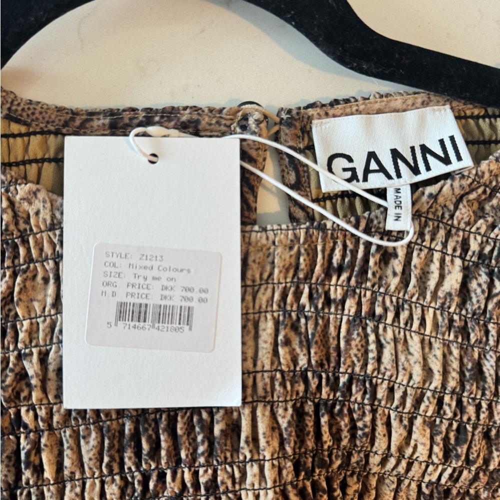 BRAND NEW WITH TAG -GANNI Brown Snake Print Mini Dress - Picture 7 of 7